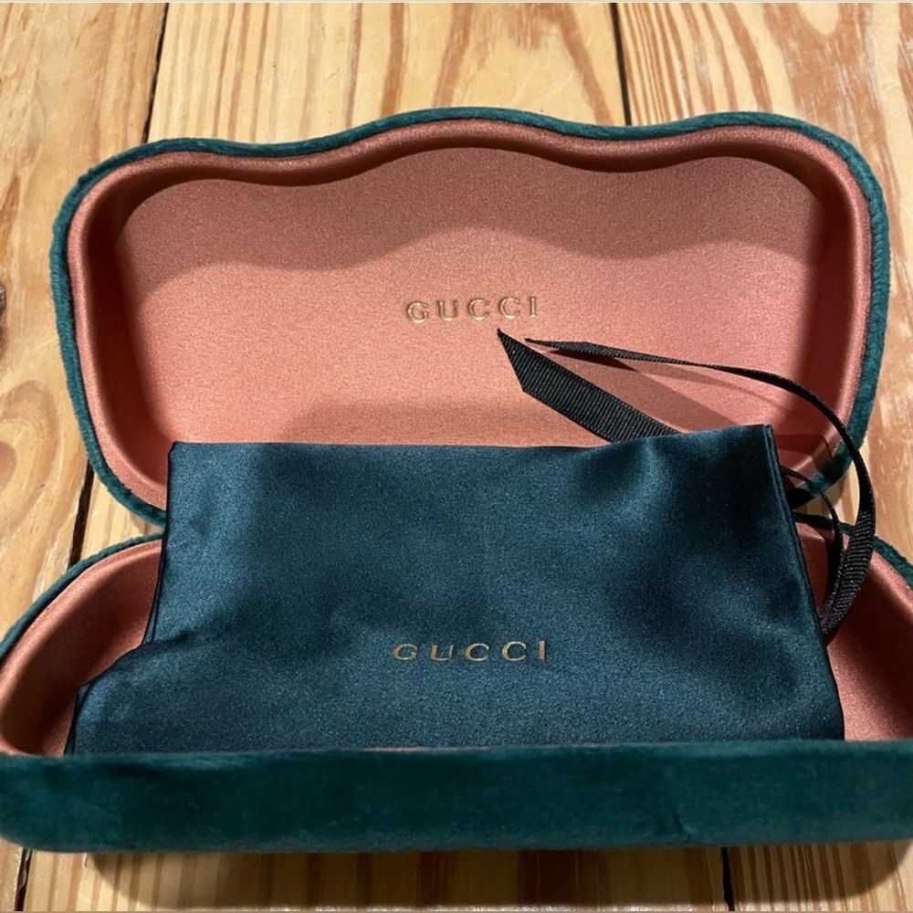 Gucci Velvet Eyewear Case with Satin Pouch - Greenish Teal & Rose